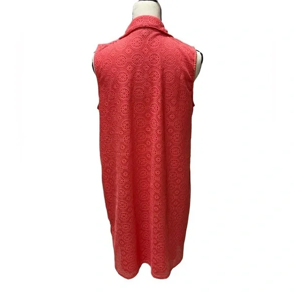 Allison Brittney Lace Pink/Peach Knee Length Geometric Design Dress Size Large - Picture 2 of 12